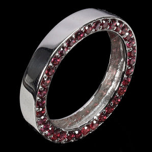 925 Sterling Silver Ring Round Rhodolite Garnet Natural Gemstone Jewelry Size 7
