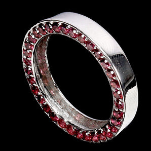925 Sterling Silver Ring Round Rhodolite Garnet Natural Gemstone Jewelry Size 7