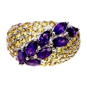 925 Sterling Silver Ring Marquise Amethyst Sapphire Gemstone Jewelry Size 7.5