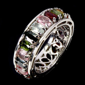 925 Sterling Silver Earrings Oval Tourmaline 5x3mm Natural Gemstone Jewelry Sz 8