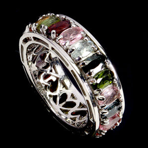 925 Sterling Silver Earrings Oval Tourmaline 5x3mm Natural Gemstone Jewelry Sz 8