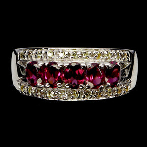 925 Sterling Silver Ring Oval Rhodolite Garnet 4x3mm Sapphire Gemstone Jewelry 7