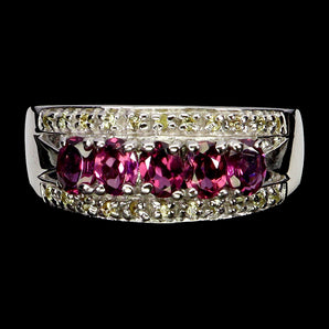 925 Sterling Silver Ring Oval Rhodolite Garnet 4x3mm Sapphire Gemstone Jewelry 7