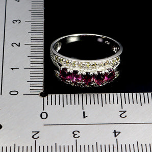 925 Sterling Silver Ring Oval Rhodolite Garnet 4x3mm Sapphire Gemstone Jewelry 7