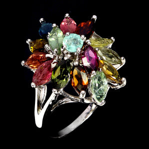 925 Sterling Silver Ring Marquise Tourmaline Emerald Natural Gemstone Jewelry 8