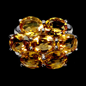 925 Sterling Silver Ring Oval Citrine 9x7mm Natural Gemstone Jewelry Size 8