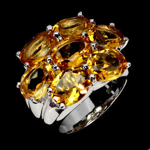 925 Sterling Silver Ring Oval Citrine 9x7mm Natural Gemstone Jewelry Size 8