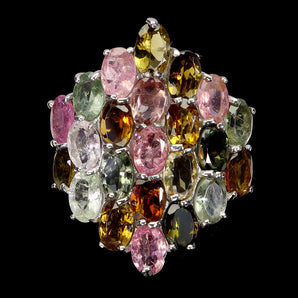 925 Sterling Silver Ring Oval Tourmaline 6x4mm Natural Gemstone Jewelry Size 8