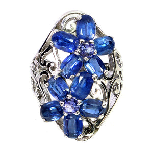 925 Sterling Silver Ring Oval Kyanite 5x4mm Tanzanite Gemstone Jewelry Size 8