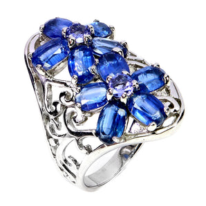 925 Sterling Silver Ring Oval Kyanite 5x4mm Tanzanite Gemstone Jewelry Size 8