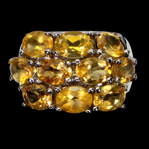 925 Sterling Silver Ring Oval Citrine 7x5mm Natural Gemstone Jewelry Size 8.5