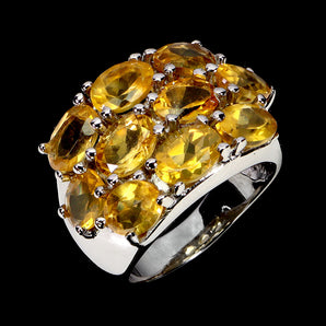 925 Sterling Silver Ring Oval Citrine 7x5mm Natural Gemstone Jewelry Size 8.5