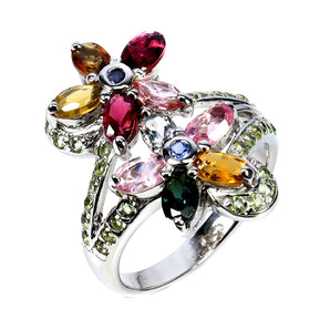 925 Sterling Silver Ring Oval Tourmaline 5x3mm Tanzanite Gemstone Jewelry Sz 7.5