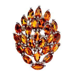 925 Sterling Silver Ring Marquise Citrine Natural Gemstone Jewelry Size 7.5