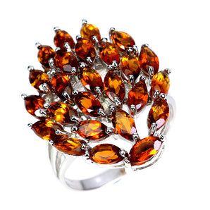 925 Sterling Silver Ring Marquise Citrine Natural Gemstone Jewelry Size 7.5