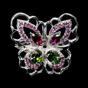 925 Sterling Silver Ring Marquise Rhodolite Chrome Diopside Gemstone Jewelry 8.5