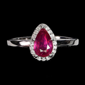 925 Sterling Silver Ring Pear Ruby 7x5mm Natural Gemstone Jewelry Size 7