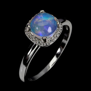 925 Sterling Silver Ring Round Fire Opal 7mm Natural Gemstone Jewelry Size 7