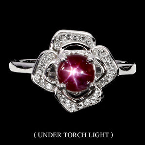 925 Sterling Silver Ring Round 6 Rays Star Ruby 6mm Topaz Gemstone Jewelry Sz 7