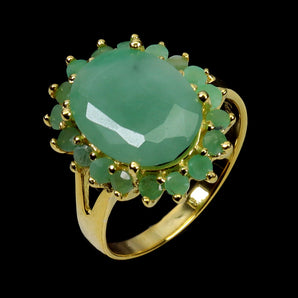 925 Sterling Silver Ring Oval Emerald 13x10mm Natural Gemstone Jewelry Size 7