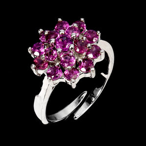 925 Sterling Silver Ring Round Rhodolite Garnet 4mm Gemstone Jewelry Size 8