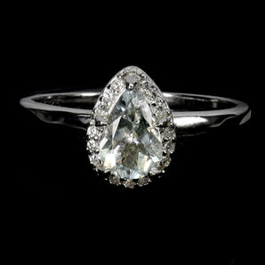 925 Sterling Silver Ring Pear Aquamarine 7x5mm Natural Gemstone Jewelry Size 7