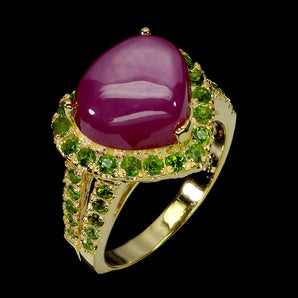 925 Sterling Silver Ring Heart Ruby 12x10mm Chrome Diopside Gemstone Jewelry 7