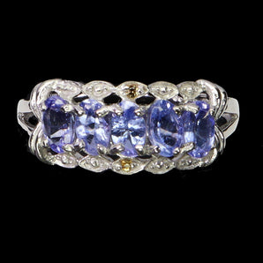 925 Sterling Silver Ring Oval Tanzanite 5x3mm Sapphire Gemstone Jewelry Size 7