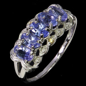 925 Sterling Silver Ring Oval Tanzanite 5x3mm Sapphire Gemstone Jewelry Size 7