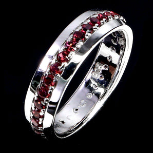 925 Sterling Silver Ring Round Rhodolite Garnet Natural Gemstone Jewelry Sz 6.5