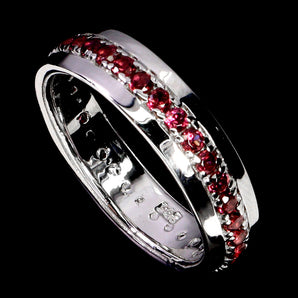 925 Sterling Silver Ring Round Rhodolite Garnet Natural Gemstone Jewelry Sz 6.5