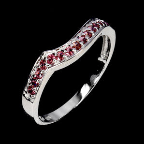 925 Sterling Silver Ring Round Rhodolite Garnet Natural Gemstone Jewelry Size 8