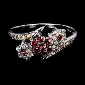 925 Sterling Silver Ring Round Rhodolite Garnet Sapphire Topaz Gemstone Size 7