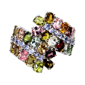 925 Sterling Silver Ring Oval Tourmaline 4x3mm Tanzanite Gemstone Jewelry Size 9