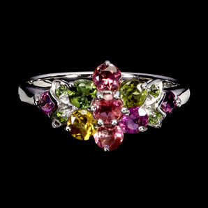 925 Sterling Silver Ring Round Tourmaline Chrome Diopside Gemstone Jewelry 6.5