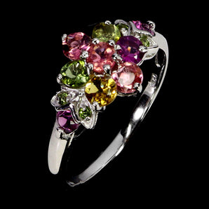 925 Sterling Silver Ring Round Tourmaline Chrome Diopside Gemstone Jewelry 6.5