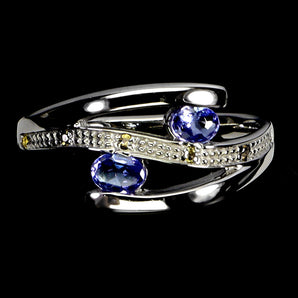 925 Sterling Silver Ring Oval Tanzanite 4x3mm Sapphire Gemstone Jewelry Size 7