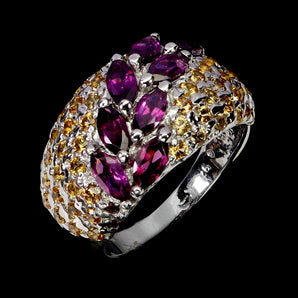 925 Sterling Silver Ring Marquise Rhodolite Garnet Sapphire Gemstone Jewelry 9