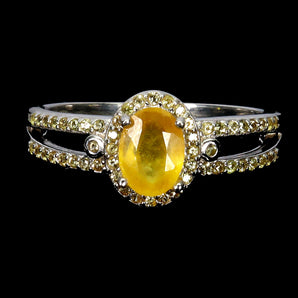 925 Sterling Silver Ring Oval Yellow Sapphire 7x5mm Sapphire Gemstone Jewelry 8