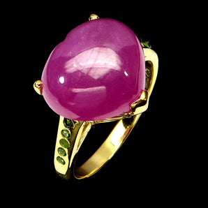 925 Sterling Silver Ring Heart Ruby 14x11mm Chrome Diopside Gemstone Jewelry 6.5