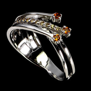 925 Sterling Silver Ring Sapphire Round Diamond Cut Gemstone Jewelry Size 7