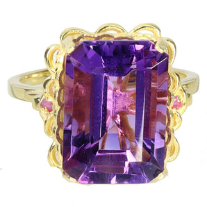 925 Sterling Silver Ring Octagon Amethyst 14x10mm Ruby Gemstone Jewelry Size 7.5