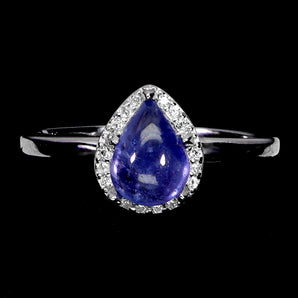 925 Sterling Silver Ring Pear Tanzanite 8x6mm Natural Gemstone Jewelry Size 8