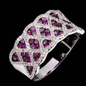 925 Sterling Silver Ring Sapphire Round Diamond Cut Topaz Gemstone Jewelry Sz 7