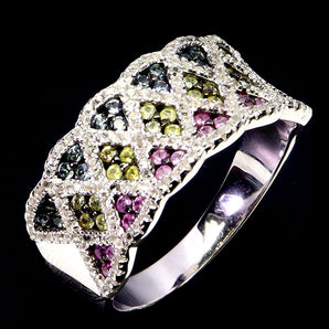 925 Sterling Silver Ring Sapphire Round Diamond Cut Topaz Gemstone Jewelry Sz 8