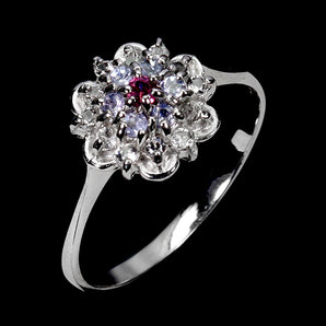 925 Sterling Silver Ring Round Tanzanite Rhodolite Garnet Gemstone Jewelry Sz 9