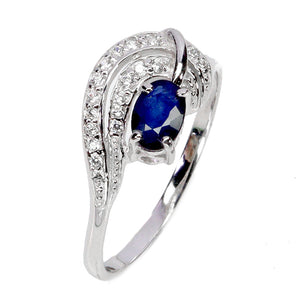 925 Sterling Silver Ring Oval Blue Sapphire 6x4mm Natural Gemstone Jewelry Sz 9