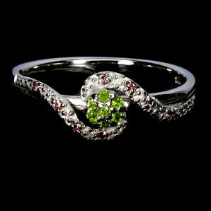 925 Sterling Silver Ring Round Chrome Diopside Sapphire Gemstone Jewelry Size 7