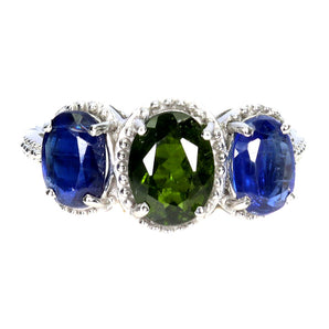 925 Sterling Silver Ring Oval Chrome Diopside 8x6mm Yanite Gemstone Jewelry Sz 7