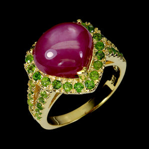 925 Sterling Silver Ring Heart Ruby 12x9mm Chrome Diopside Gemstone Jewelry 7